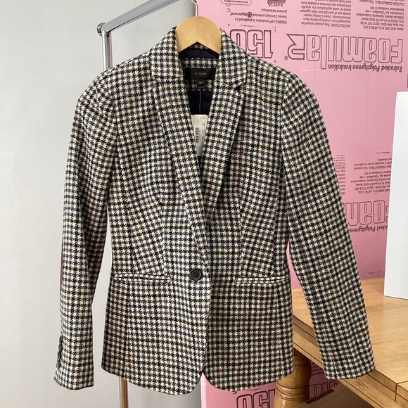 J. Crew Jackets & Blazers - J. Crew Wool Houndstooth Blazer with Elbow Pads NWT
